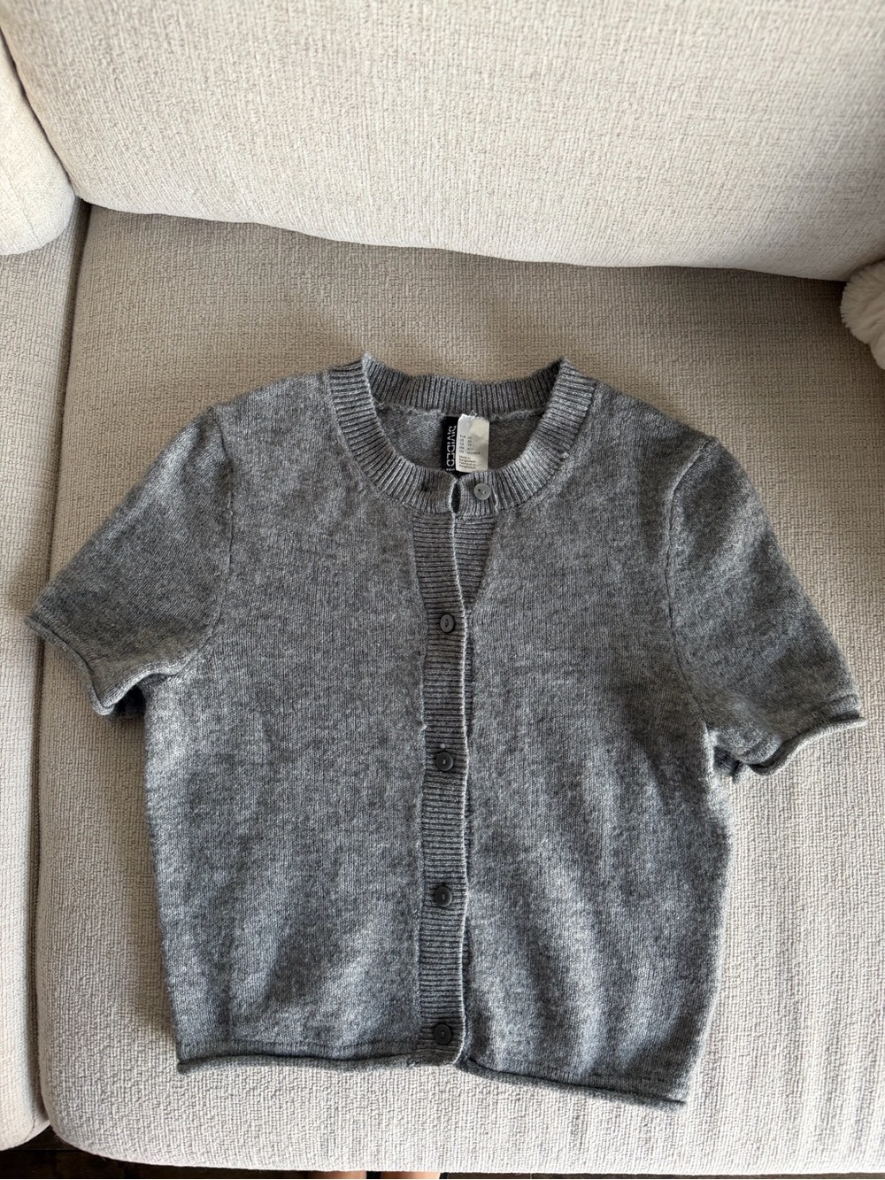 H&M Gray Short-Sleeve Button Cardigan